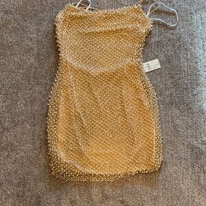 Windsor Gold Beaded Mini Dress